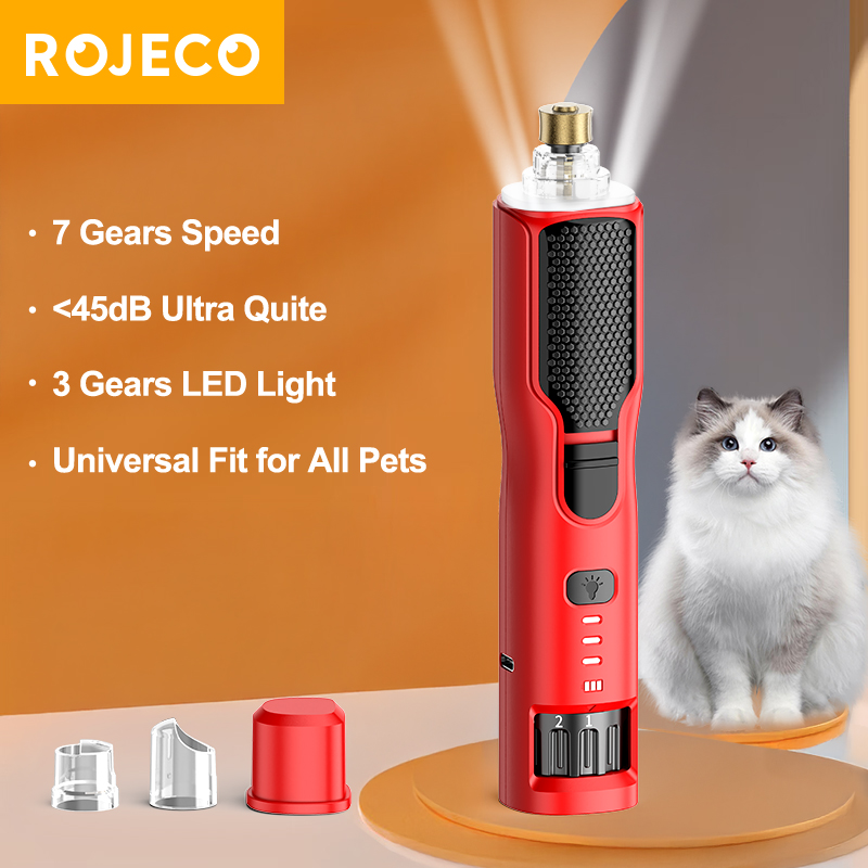 Pet Nail Grinder - ROJECO Elektrischer Haustier-Nagelschleifer, wiederaufladbar, Nagelknipser für