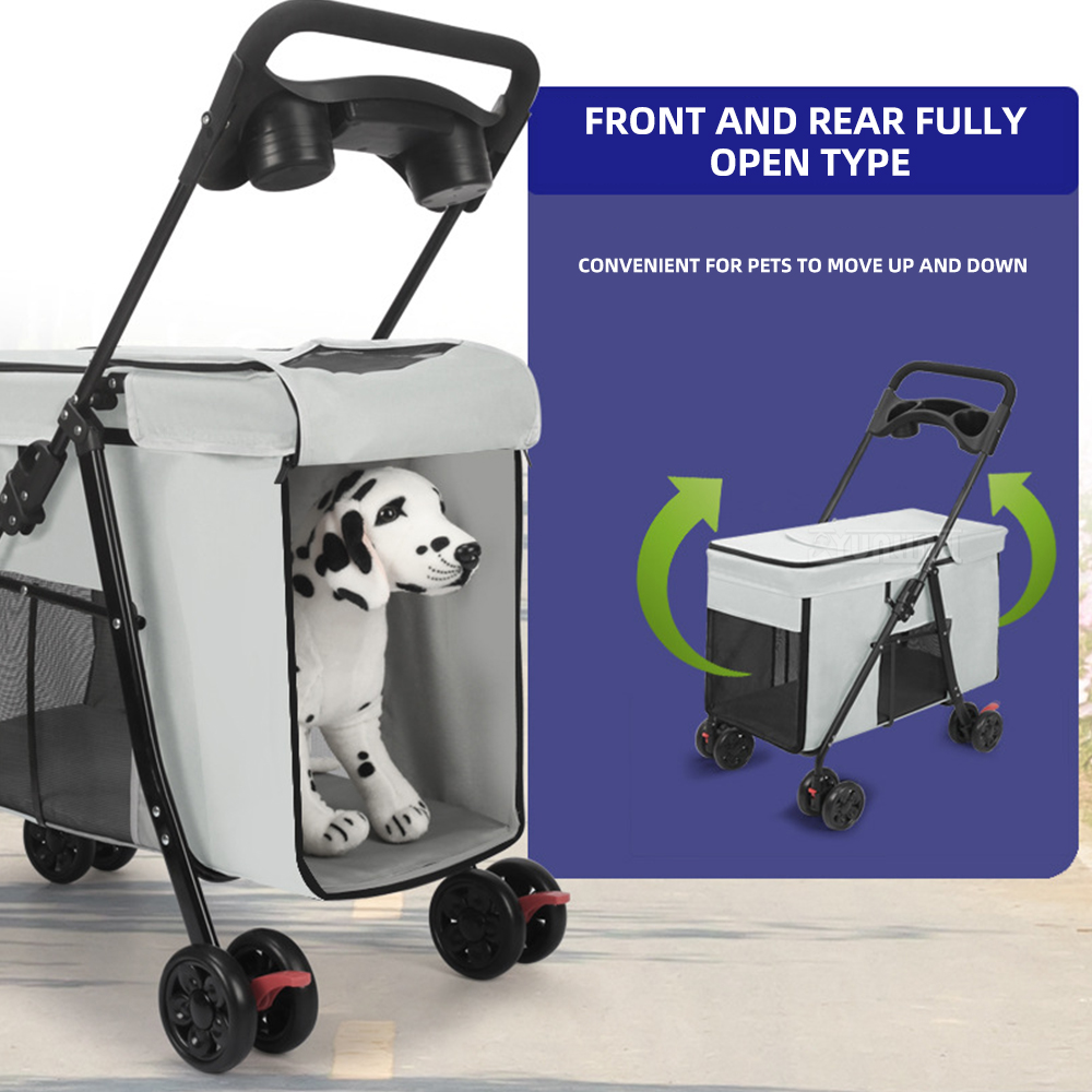 Pet Stroller Carrier - Multifunktionaler Faltbarer Haustierwagen für Mittelgroße und