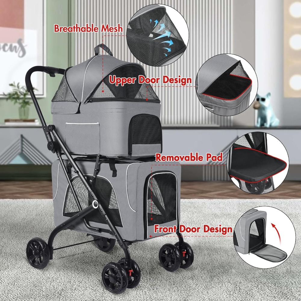 Doppelter Haustierbuggy mit 2  – Pet Stroller Carrier Bewertung und Preis